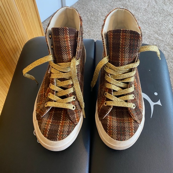 Superga Brown & Tan Plaid high tops - Picture 3 of 6